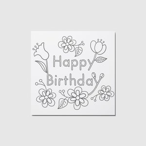Druckbare Geburtstagskarte/ Ausmalkarte/DIY-Geschenkkartenhalter/Umschlagkarte/ selbstverschließende Blütenblattklappen/kein Umschlag erforderlich/ Sofortiger Download