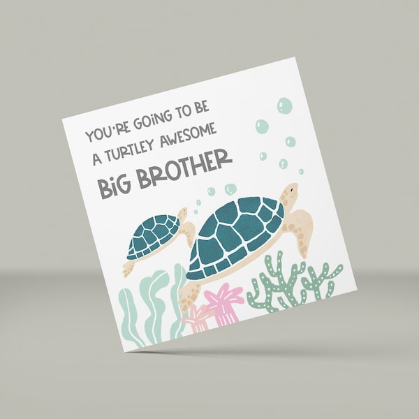 A Turtley Awesome Big Brother Card/ Printable Note Card/ Envelope Card/ Self Locking Petal Flaps/ Instant Download