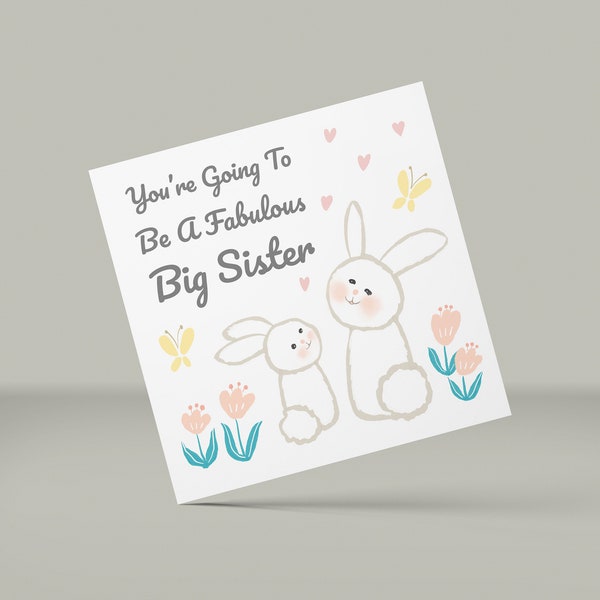 You're Going to Be a Fabulous Big Sister/ Printable Card Template/ Simple Note Card/ Self Locking Petal Flaps/ Instant Download