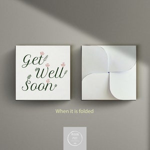 Get Well Soon Printable Note Card/ DIY Gift Card Holder/ Simple ...