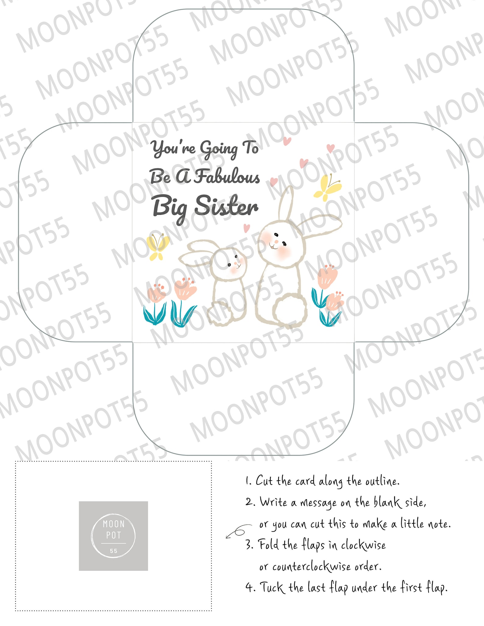 You're Going to Be a Fabulous Big Sister/ Printable Card Template ...