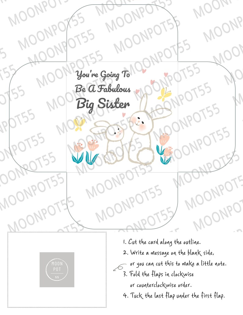 You're Going to Be a Fabulous Big Sister/ Printable Card Template ...