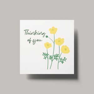 Thinking of You / druckbare Beileidskarte / DIY-Geschenkkartenhalter / Mini-Notizkarte / selbstverriegelnde Blütenblattklappen / Instant Download