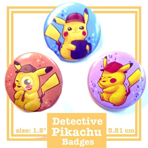 Detective Pikachu B Grade Pin button badge
