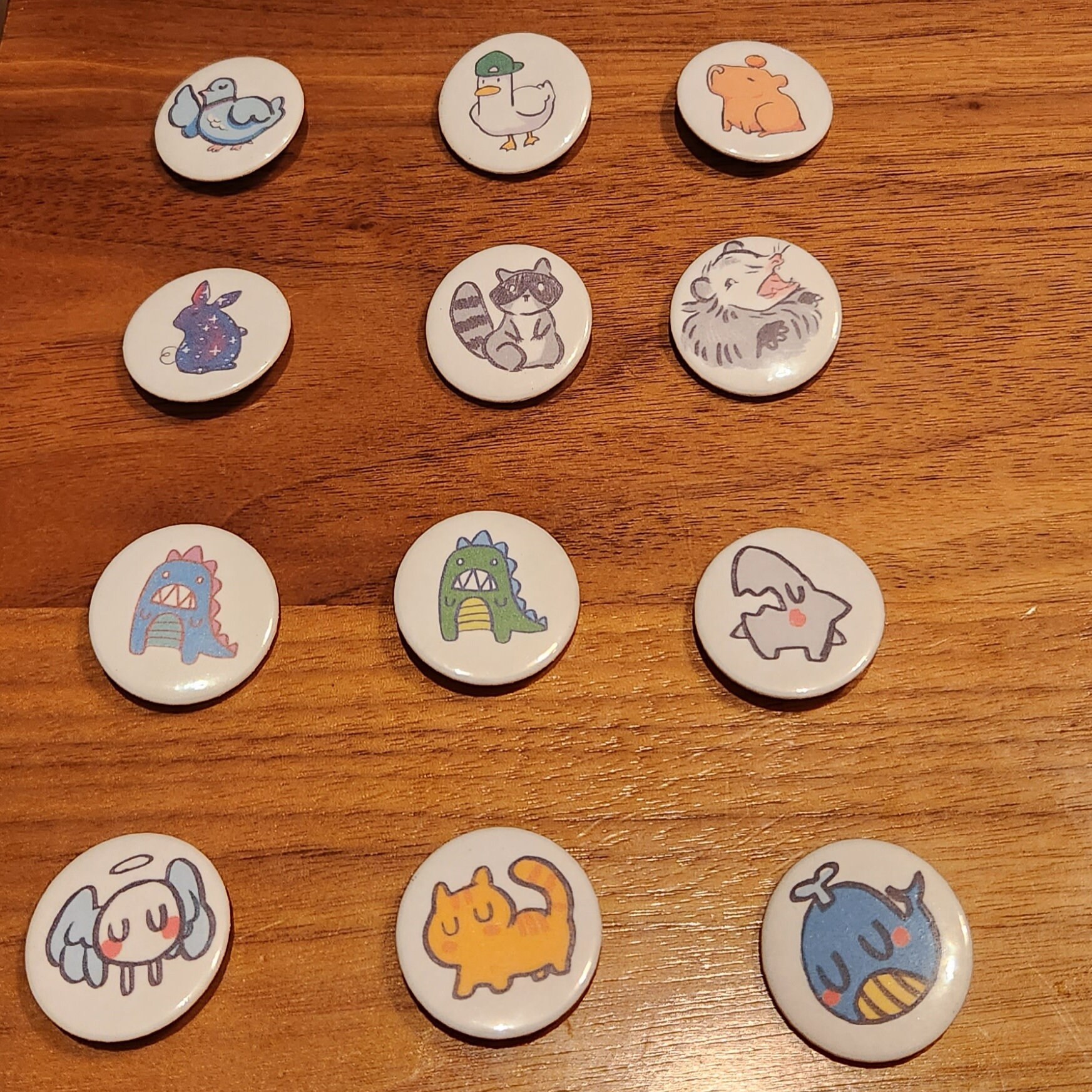 Original Cute Kawaii Animal Creatures Art Pinback Buttons - Etsy
