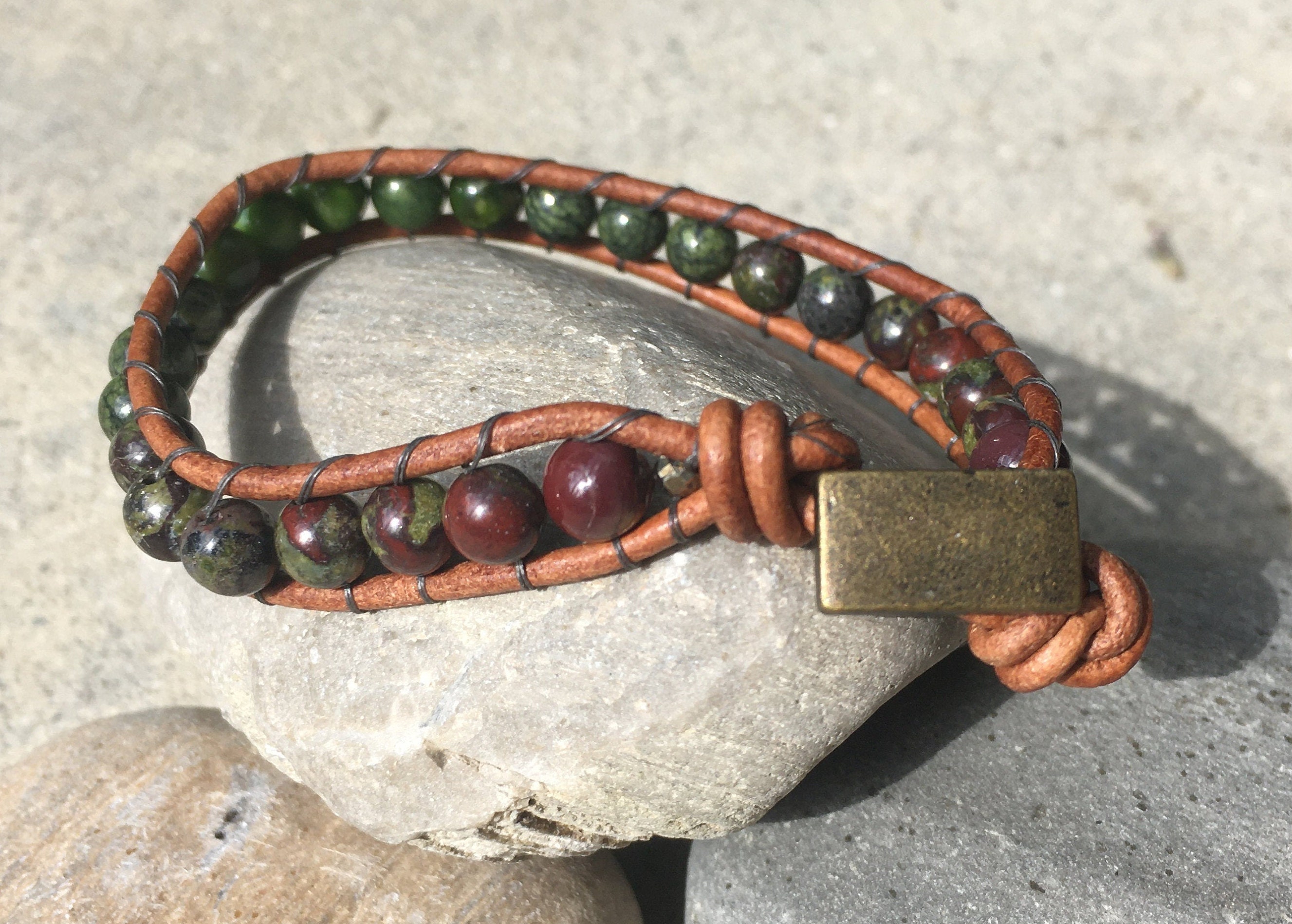 Green Skin Crystal bead singlewrap bracelet Etsy