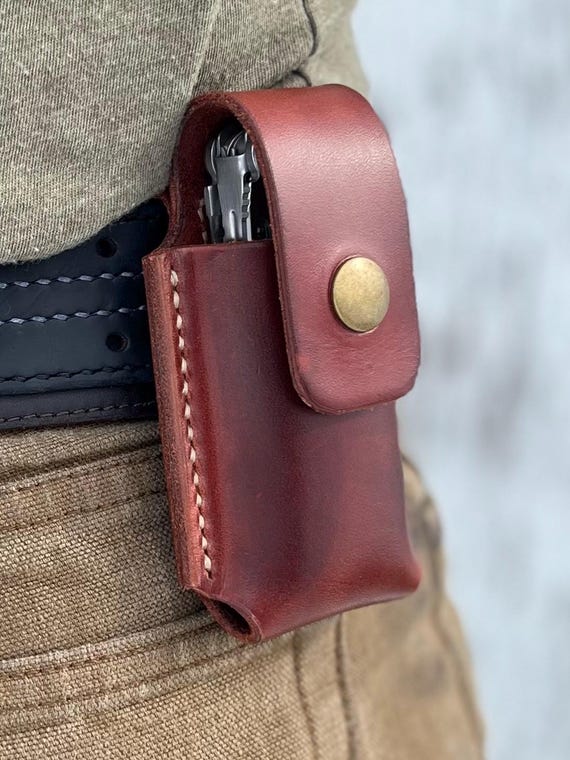 Handcrafted leather holster made specifically for your multitool — the kind of bespoke everyday-carry accessory you can't find at REI.