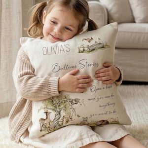Personalisierte Wald Gute Nacht Geschichten Kissen, Buch Tasche Lesekissen