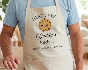 Avental de linho personalizado para o Dia dos Pais, presente perfeito para o vovô chef de cozinha.
