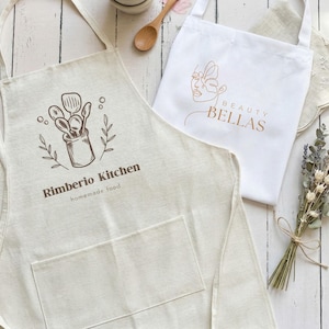 Custom Logo Business Branding Apron, Personalised Salon Cafe Uniform