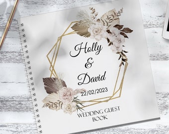 Personalised Wedding Guest Book, Photo Album, Memory Book, Personalised Boho Floral Wreath Wedding Guest Book