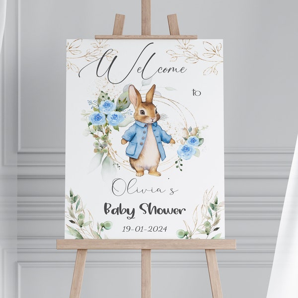 Personalised  Rabbit Baby Shower Welcome Sign,  Baby Shower Sign  Gender Neutral Baby Shower, Baby Shower Sign,  Rabbit Sign