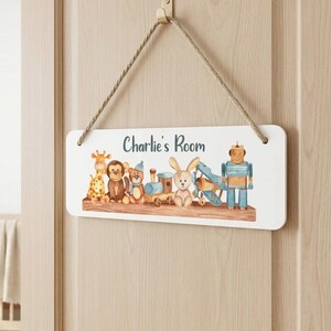 Personalised Vintage Toy Door Sign, Children's Playroom Name Plaque