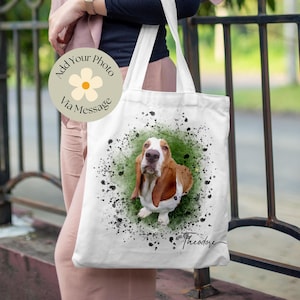 Custom Pet Tote Bag Using Pet Photo + Pet Name Personalised Tote Bag, Custom Dog Photo Printed Shopping Bag, Personalised Photo Printed Gift