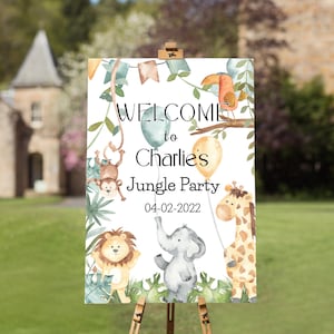 Personalised Jungle Party Birthday Sign Welcome Sign, Safari Jungle Sign  Birthday Welcome Sign, Jungle Safari Birthday Welcome Sign
