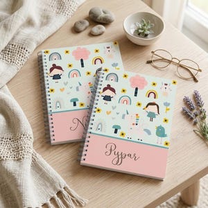 Personalised Fairy Unicorn Kids Notebook, Spiral Bound Girl Journal
