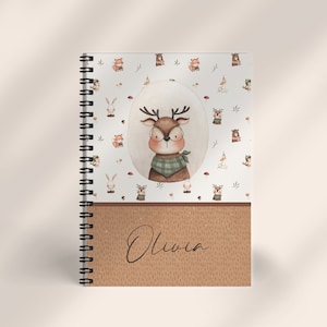 Cuaderno de animales vintage personalizado para niños, diario para niños, regreso a clases, cuaderno personalizado, diario personalizado, regalo de cumpleaños
