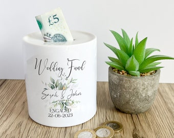 Personalised Wedding Fund Money Box - Personalised Engagement Gift - Wedding Gift - Wedding Money Box - Engagement Gift