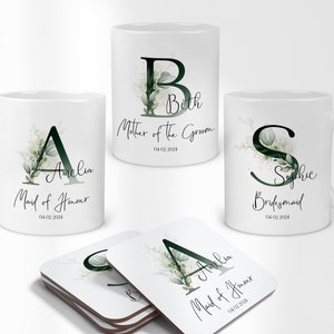 Personalised Floral Initial Mug: Rose Gold Bridal Party Gift