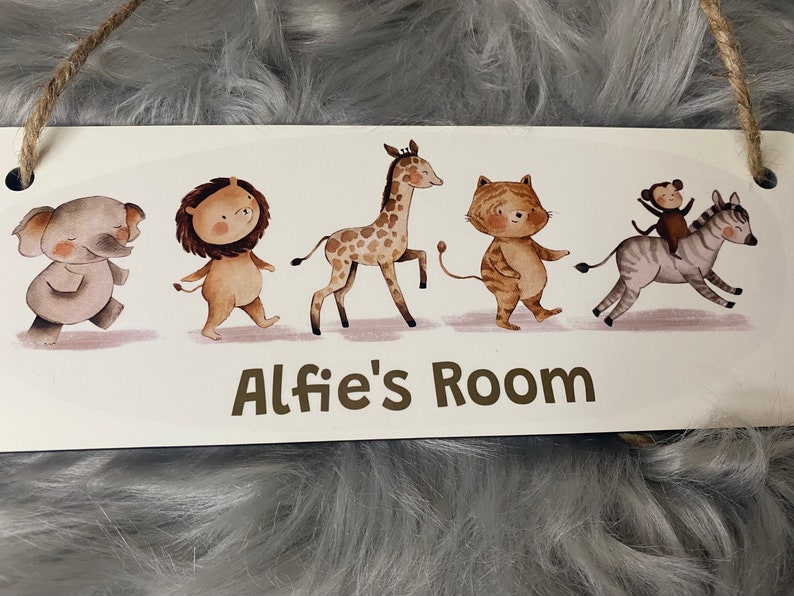 Personalised Safari Door Sign, Baby Animal Bedroom Plaque, Nursery Name ...