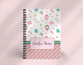Personalised Unicorn Fairy Notebook: A5 Kids Journal