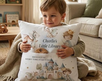 Almofada de leitura personalizada para meninos, almofada de bolso do Príncipe do Reino Mágico