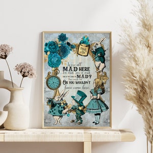 Alice In Wonderland Quote Prints Photo Picture Print ONLY Home Decor Vintage Wall Art, Illustration Sizes A5, A4 or A3