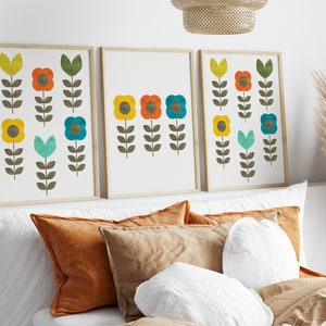 Mid century modern wall art, mid century flower print, mid century wall art, mid century art, mid century print retro wall art, retro print