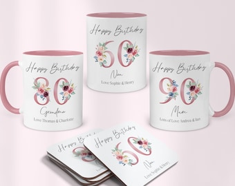 Personalised Birthday Mug - Milestone Birthday Gift - Any Age Mug - 21st 30th 40th 50th 60th 70th 80th 90th Birthday Gift Rose Pink