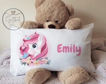 Kids Personalised Unicorn Printed Pillow Case  Add Your own Name Birthday Gift Idea Christmas Gift