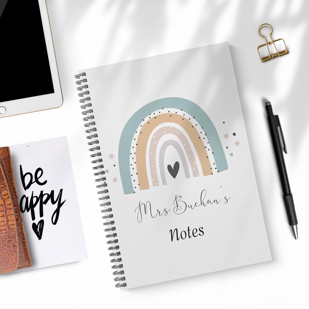 Personalised Teacher Notebook: Rainbow Design, End of Year Gift - Etsy