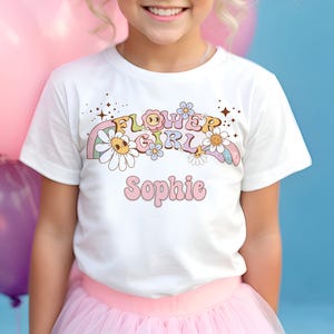 Personalisierte Blumenmädchen T-Shirt, Hochzeit T-Shirt, Braut Tribe Shirts Blumenmädchen Blume T-Shirt, Kinder Brautparty, Blumenmädchen Tee