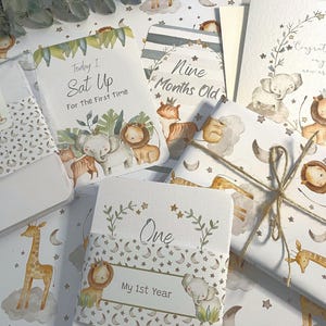 Cartes bébé étape importante, Safari, jungle, cartes étape étape safari, grossesse, cadeau de baby shower, cadeau de naissance