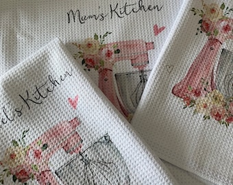 Personalised Waffle Tea Towel: Kitchen Decor, New Home Gift