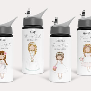 Personalisierte Blumenmädchen Wasserflasche, personalisierte Blumenmädchen Becher, Brautjungfer Vorschlag, Hochzeit Geschenke, Hochzeit Party Geschenk Tasche