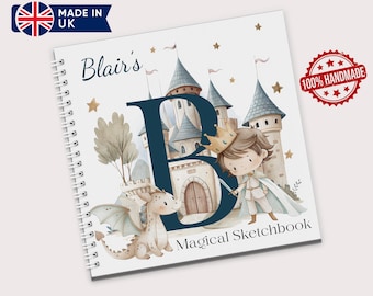 Caderno de desenho personalizado do Reino Mágico, livro de desenho infantil, presente com nome personalizado