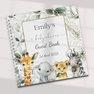 Livre d&#39;or personnalisé Safari baby shower : album photo 8 x 8