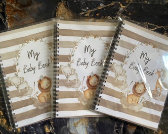 Baby book, Baby Journal, Pregnancy Planner, Pregnancy Journal, New Mum gift, Jungle animals nursery, safari nursery, Baby Shower