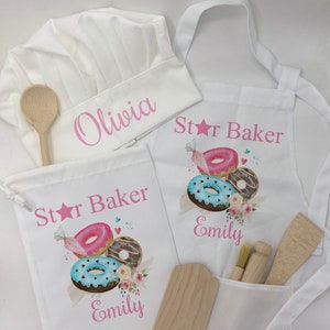 Personalised Kids Baking Set, Children's Kit, Apron, Bag, Your Name, Wooden Spoon Rolling Pin Pasty Brush, Stocking Filler, Christmas Gift