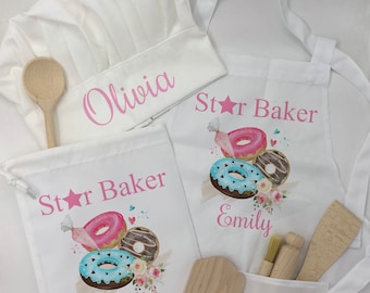 Personalised Kids Baking Set, Children's Kit, Apron, Bag, Your Name, Wooden Spoon Rolling Pin Pasty Brush, Stocking Filler, Christmas Gift