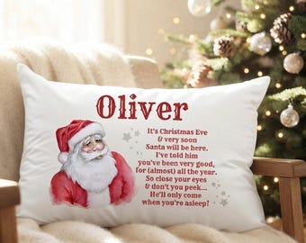 Personalised Vintage Santa Pillowcase, Custom Traditional Father Christmas Bedding