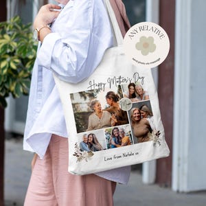 Personalised Mother&#39;s Day Photo Printed Tote Bag, Any Relation, Photo Printed gift, Custom Photo Tote Bag, Mum Birthday Gift, Christmas