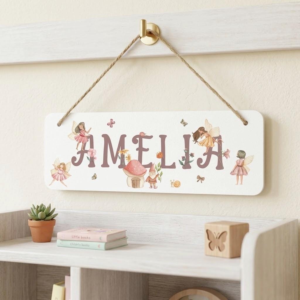 Personalised Fairy Door Sign, Custom Woodland Name Plaque, Garden