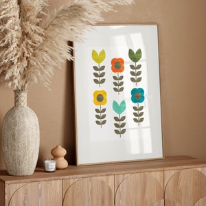 Mid century modern wall art, mid century flower print, mid century wall art, mid century art, mid century print retro wall art, retro print