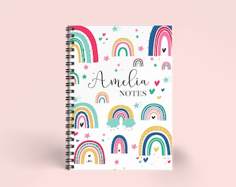 Kids Personalised Rainbows Notebook, Kids Rainbow Journal, Back to school ,Personalised Rainbow Notebook, Personalised Birthday Gift