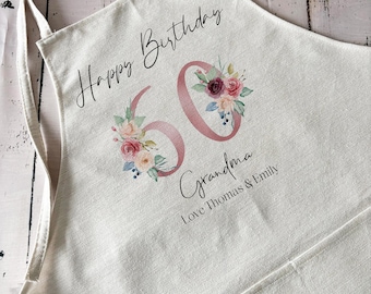 Personalised Floral Age Baking Set, Women's Apron and Kitchen Towel