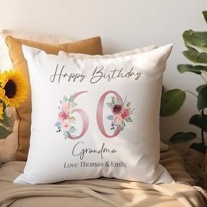 Personalised Birthday Cushion, Personalised Birthday Gift, Keepsake Gift 30th 40th 50th Birthday, Gift For Wife, Grandma, Nan Gift