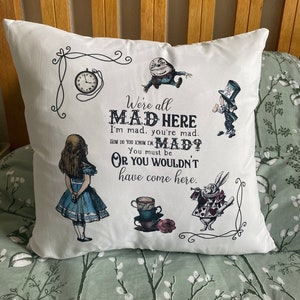 Alice in Wonderland  Printed Cushion Cover - Alice in Wonderland Printed Vintage Looks Cushion Cover - Traditional Home Decor Luxury Cushion