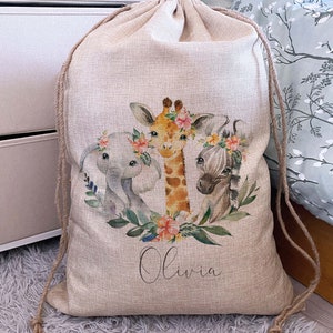 Personalised Toy Bag - Toy Sack - Dressing Up Bag - Toy Storage - Nursery Storage - Toy Box - Custom Toy Bag - Personalised Toy Sack Safari