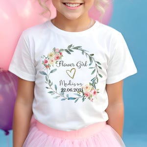 Personalisierte Blumenmädchen T-Shirt, Hochzeit Blumen T-Shirt, Braut Tribe Shirts Blumenmädchen Blume T-Shirt, Kinder Brautparty, Blumenmädchen Tee